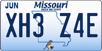 MO license plate XH3Z4E
