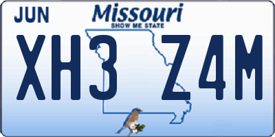 MO license plate XH3Z4M