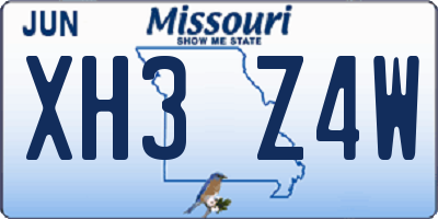 MO license plate XH3Z4W