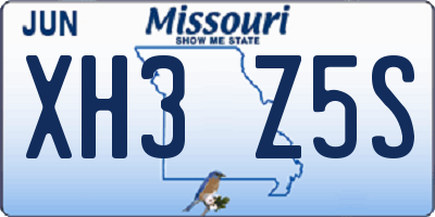MO license plate XH3Z5S