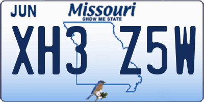 MO license plate XH3Z5W