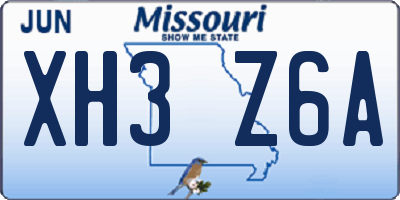 MO license plate XH3Z6A