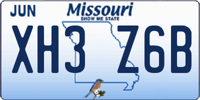MO license plate XH3Z6B