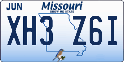 MO license plate XH3Z6I