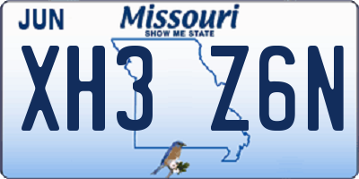 MO license plate XH3Z6N
