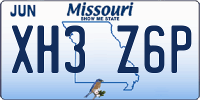 MO license plate XH3Z6P