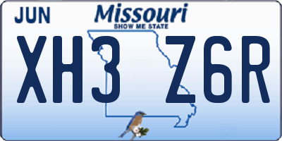 MO license plate XH3Z6R