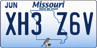 MO license plate XH3Z6V