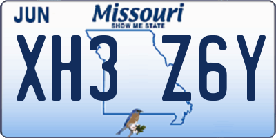 MO license plate XH3Z6Y