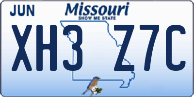 MO license plate XH3Z7C