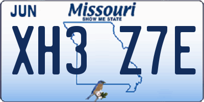 MO license plate XH3Z7E