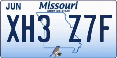 MO license plate XH3Z7F