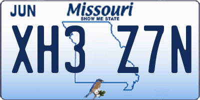 MO license plate XH3Z7N