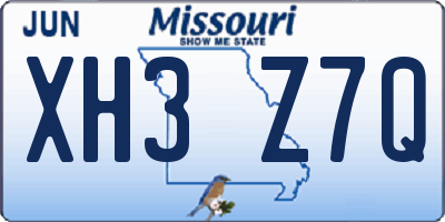 MO license plate XH3Z7Q