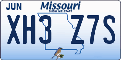 MO license plate XH3Z7S