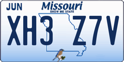 MO license plate XH3Z7V