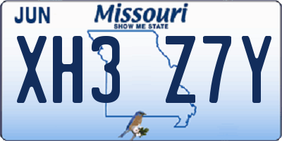 MO license plate XH3Z7Y