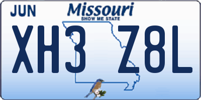 MO license plate XH3Z8L
