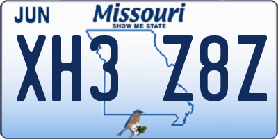 MO license plate XH3Z8Z