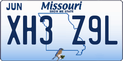 MO license plate XH3Z9L