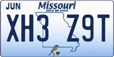MO license plate XH3Z9T