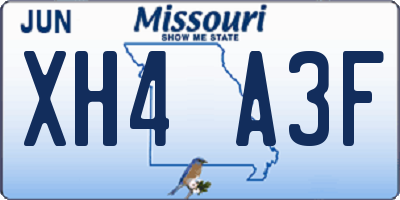 MO license plate XH4A3F