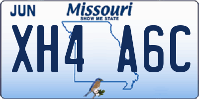 MO license plate XH4A6C