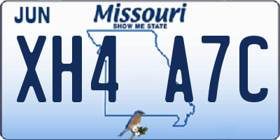 MO license plate XH4A7C