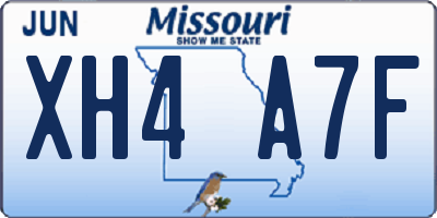 MO license plate XH4A7F