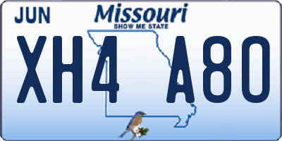 MO license plate XH4A8O