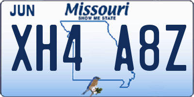 MO license plate XH4A8Z