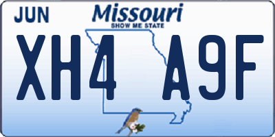 MO license plate XH4A9F
