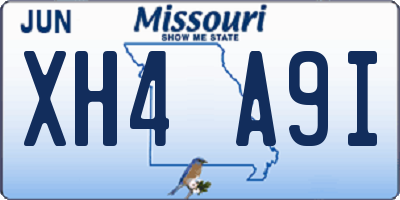 MO license plate XH4A9I