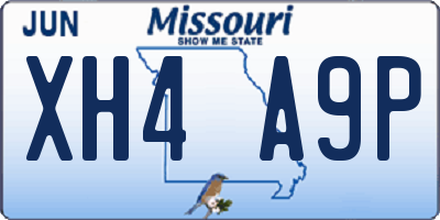 MO license plate XH4A9P