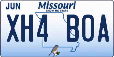 MO license plate XH4B0A