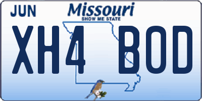 MO license plate XH4B0D