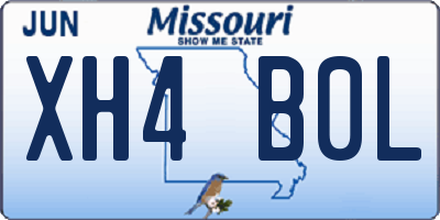 MO license plate XH4B0L