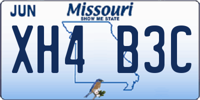 MO license plate XH4B3C