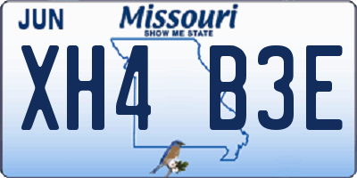 MO license plate XH4B3E
