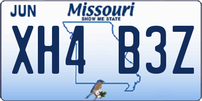 MO license plate XH4B3Z