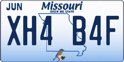 MO license plate XH4B4F