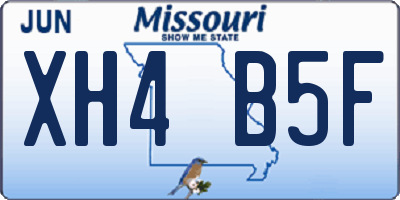MO license plate XH4B5F