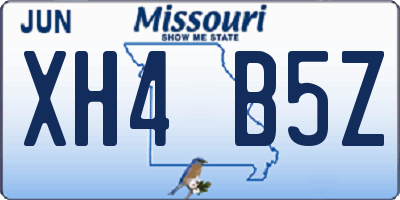 MO license plate XH4B5Z