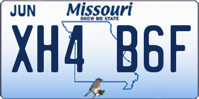 MO license plate XH4B6F