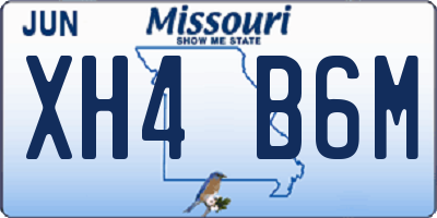 MO license plate XH4B6M