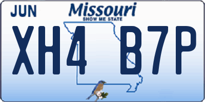 MO license plate XH4B7P