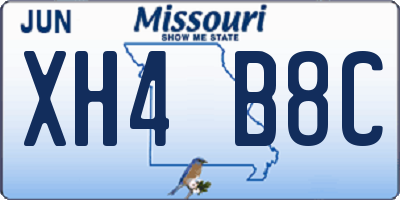 MO license plate XH4B8C