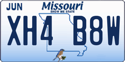 MO license plate XH4B8W