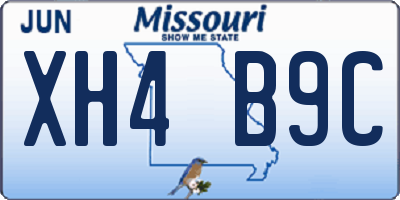 MO license plate XH4B9C