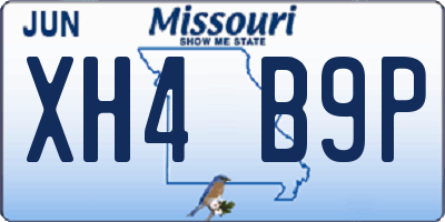 MO license plate XH4B9P